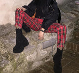 high street flannel plaid chained pants - AfterAmour