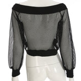 Mesh See-Through Off Shoulder Jacket - AfterAmour