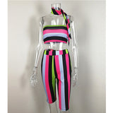 Beach Striped Sexy Two Piece Set Top & Pants - AfterAmour