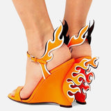 Amour Leather Fire Flame Heels - AfterAmour