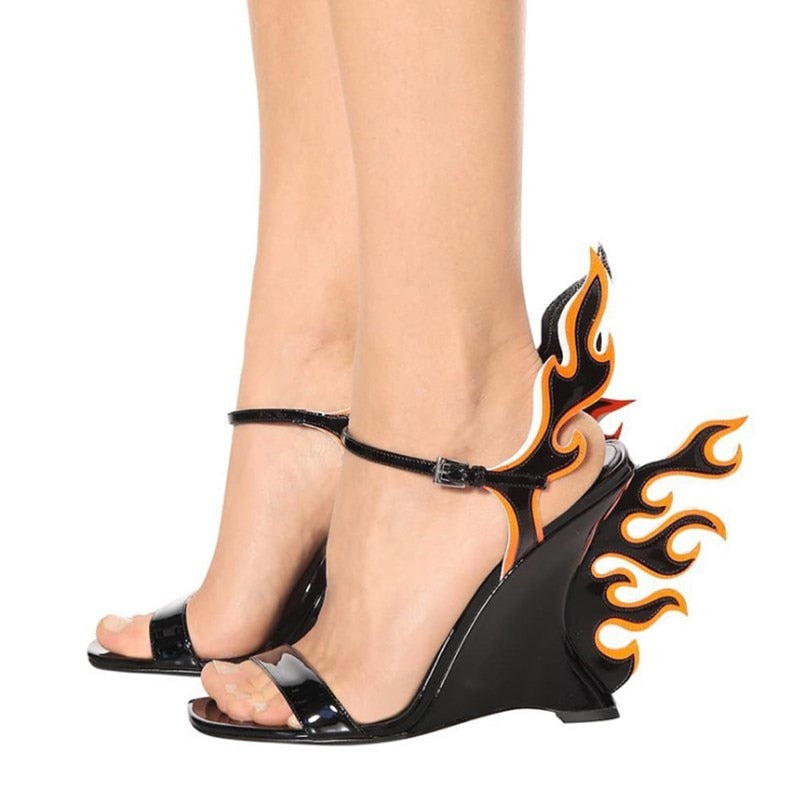 Amour Leather Fire Flame Heels - AfterAmour